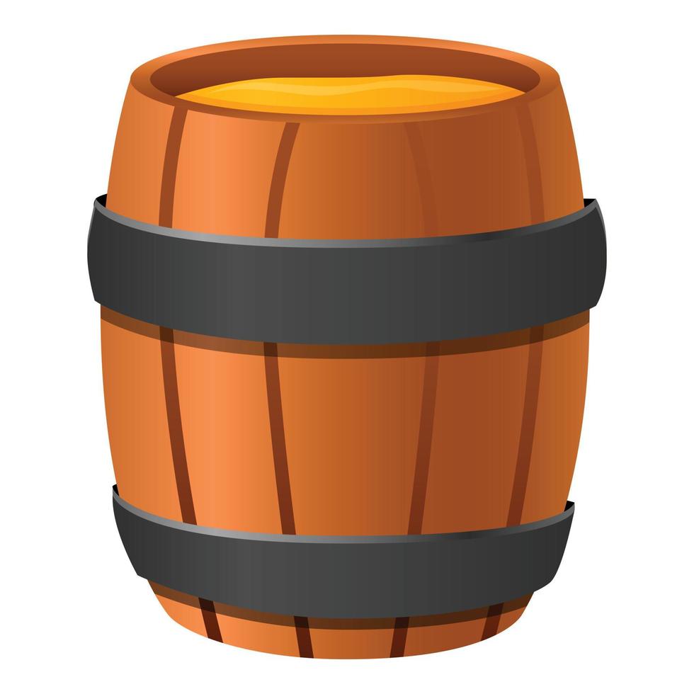 Wood honey barrel icon, cartoon style vector