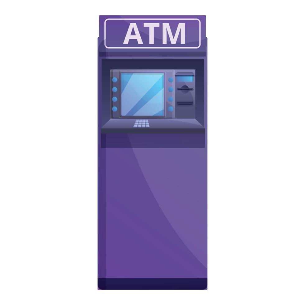 Money balance atm icon, cartoon style vector