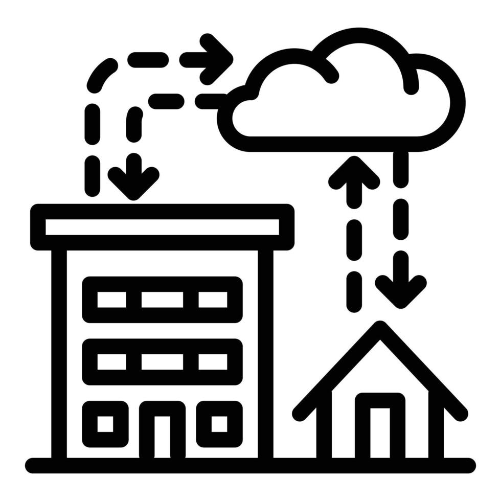 City rainfall icon, outline style vector