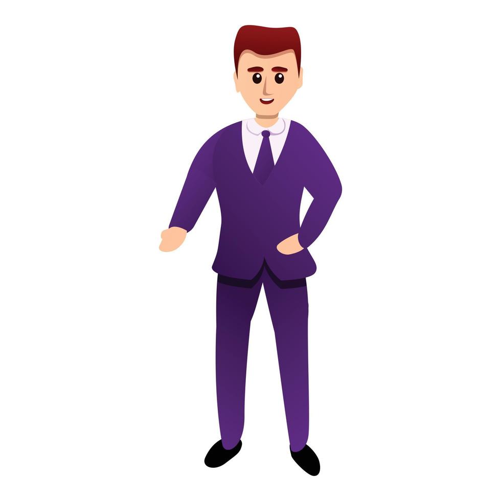 Office man dancing icon, cartoon style vector
