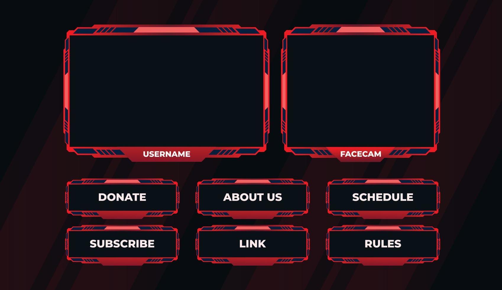 Red twitch panels design template vector