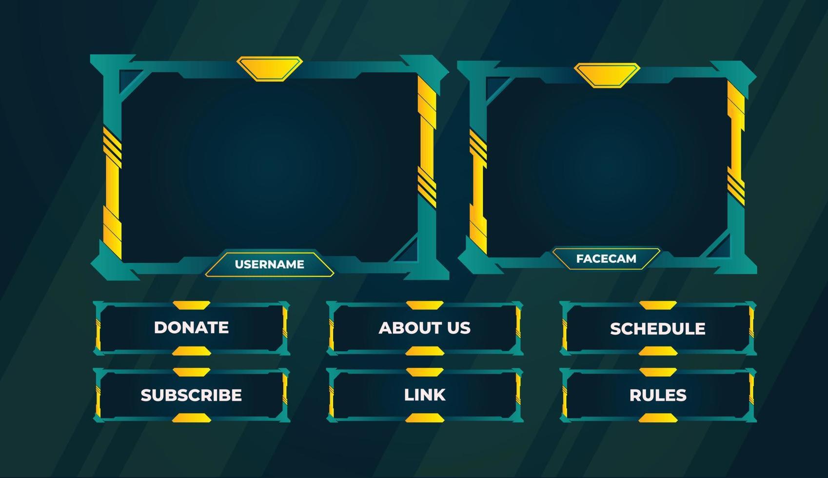 twitch panels Live stream gaming webcam panels design vector