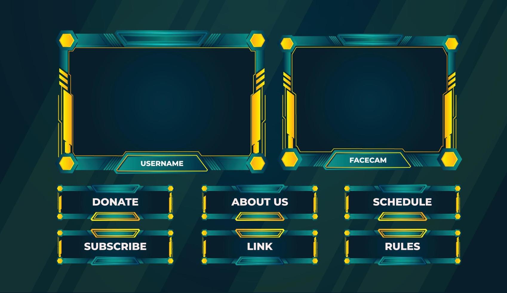 conjunto de diseño de superposición de paneles de contracción verde y amarillo abstracto vector