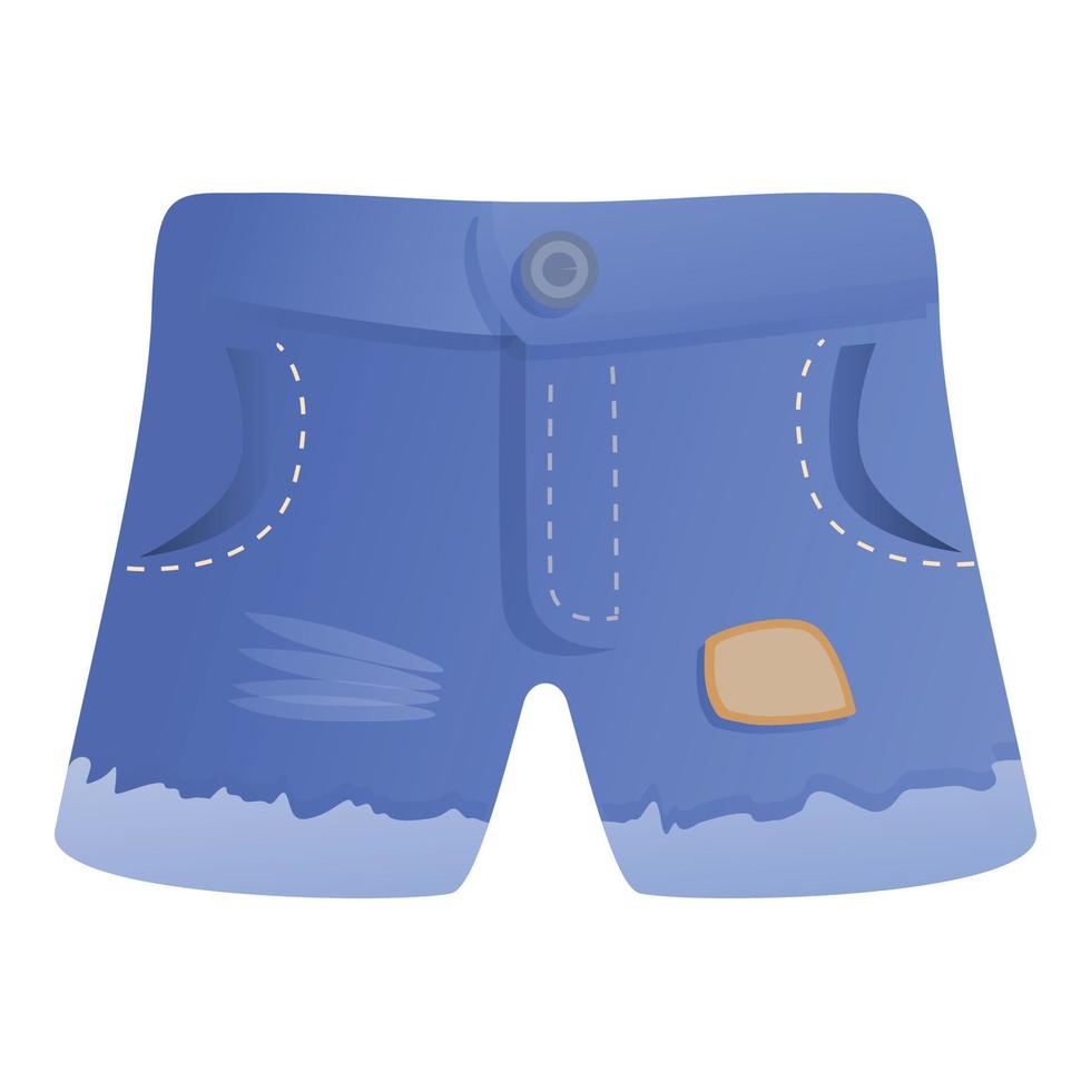 icono de pantalones cortos de verano de jeans, estilo de dibujos animados vector