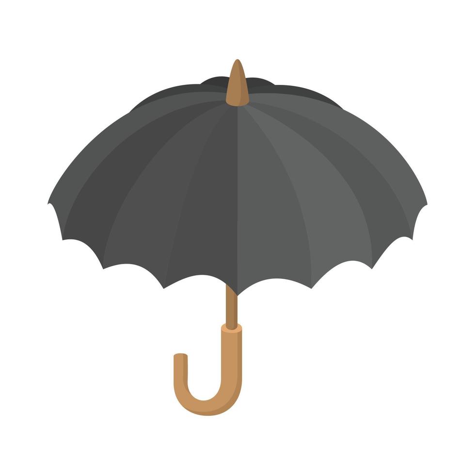 Black umbrella icon, cartoon style vector