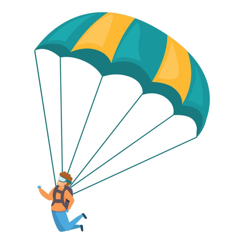 Young skydiver icon, cartoon style vector