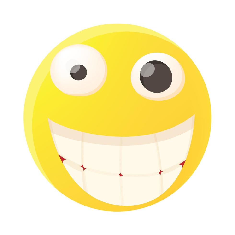 Smiling emoticon with white teeth icon vector