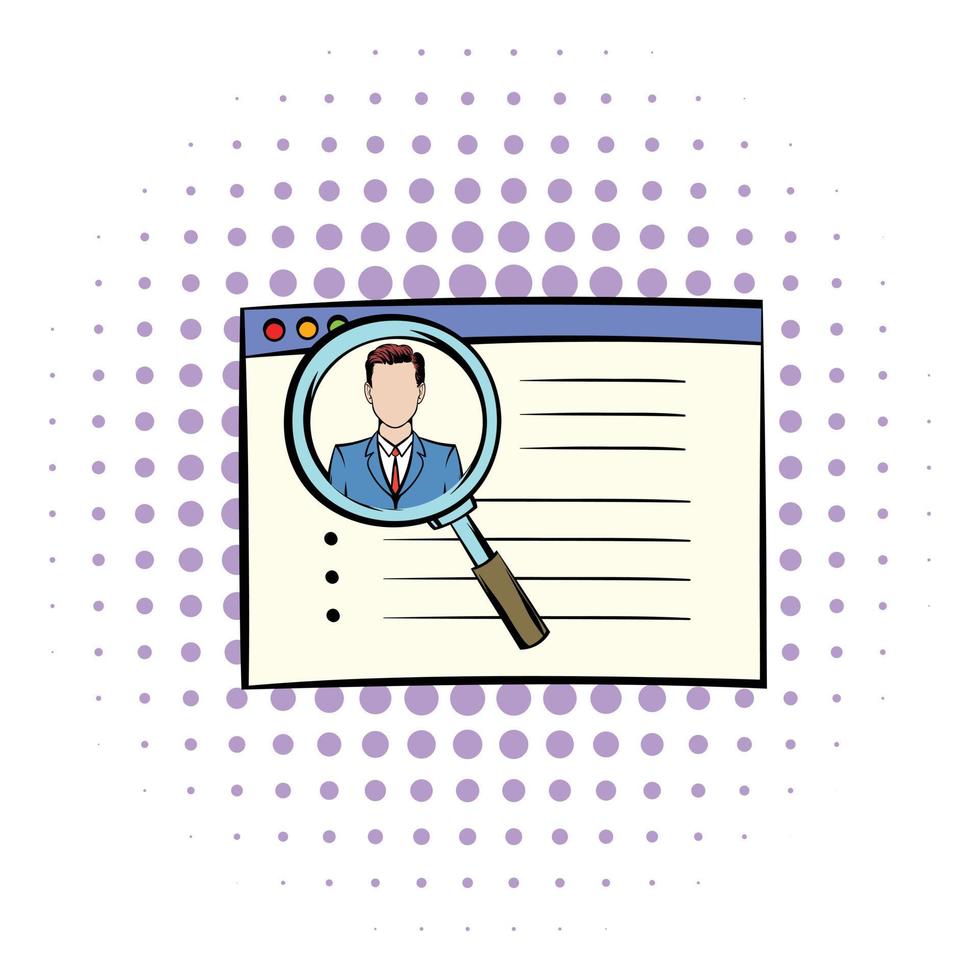 Magnifying glass over curriculum vita icon vector