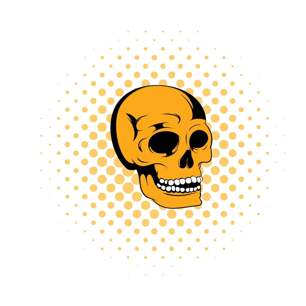 icono de cráneo humano, estilo comics vector