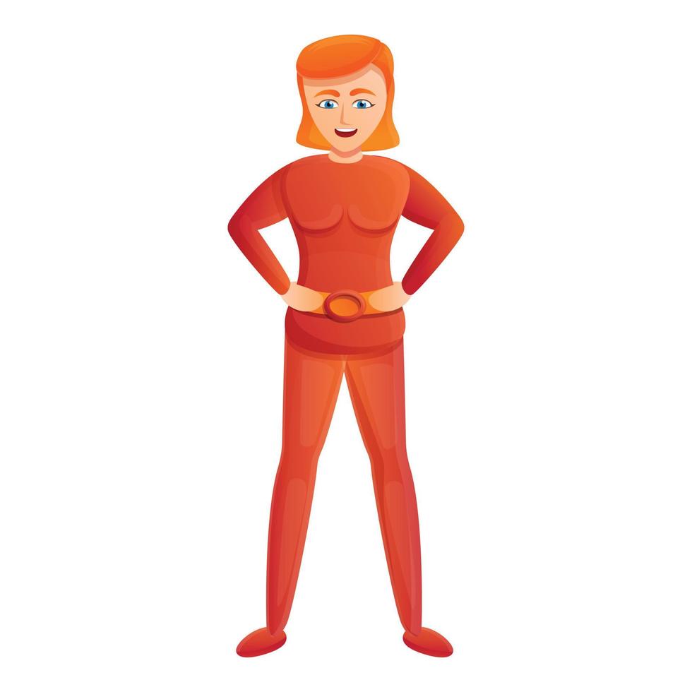 Red hair super woman icon, cartoon style vector