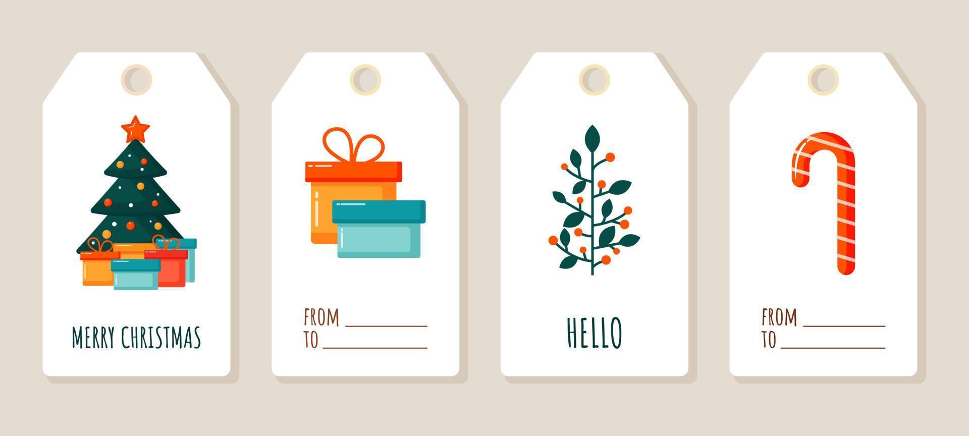 Christmas  and New Year tags collection vector