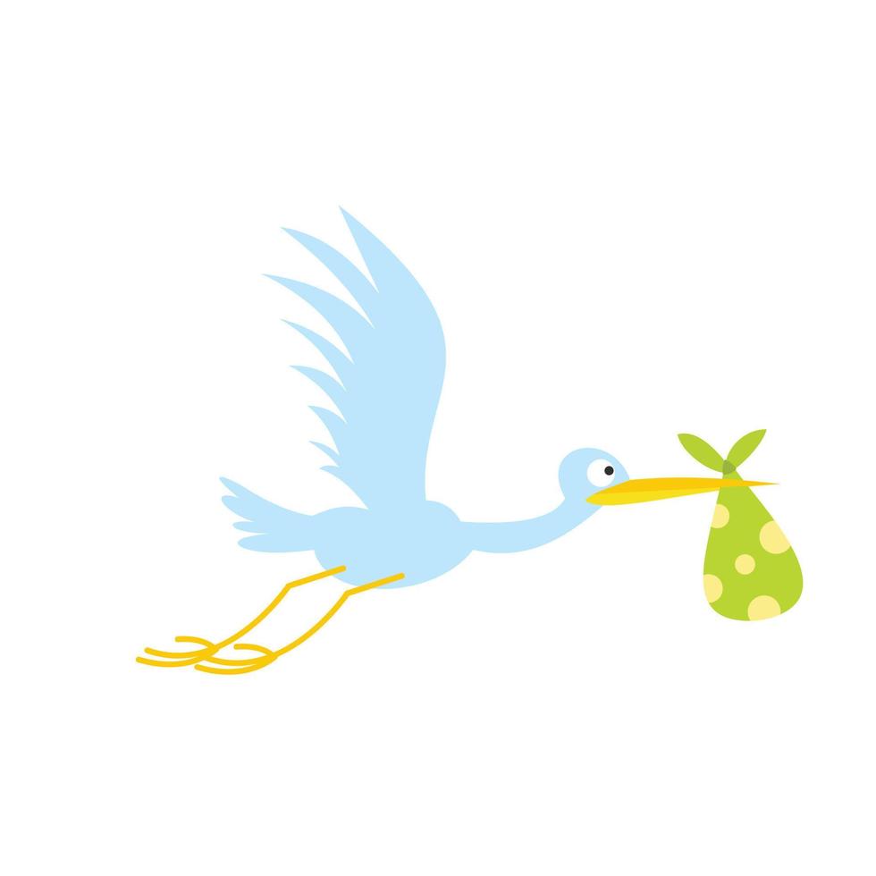 Stork baby flat icon vector