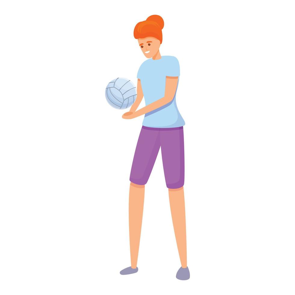 Volleyball student icon, cartoon style vector