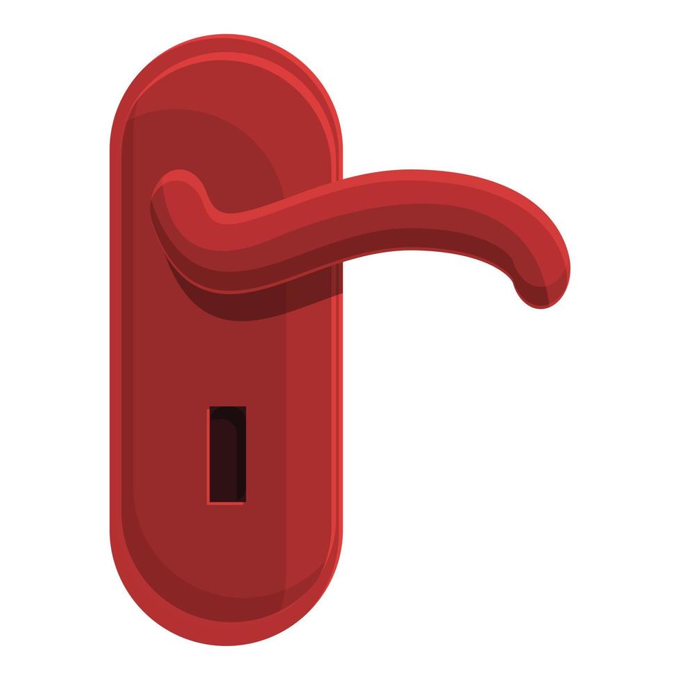 Metal door handle icon, cartoon style vector