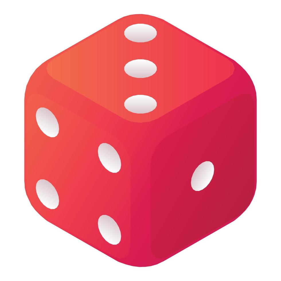 Rolling dice icon, isometric style vector
