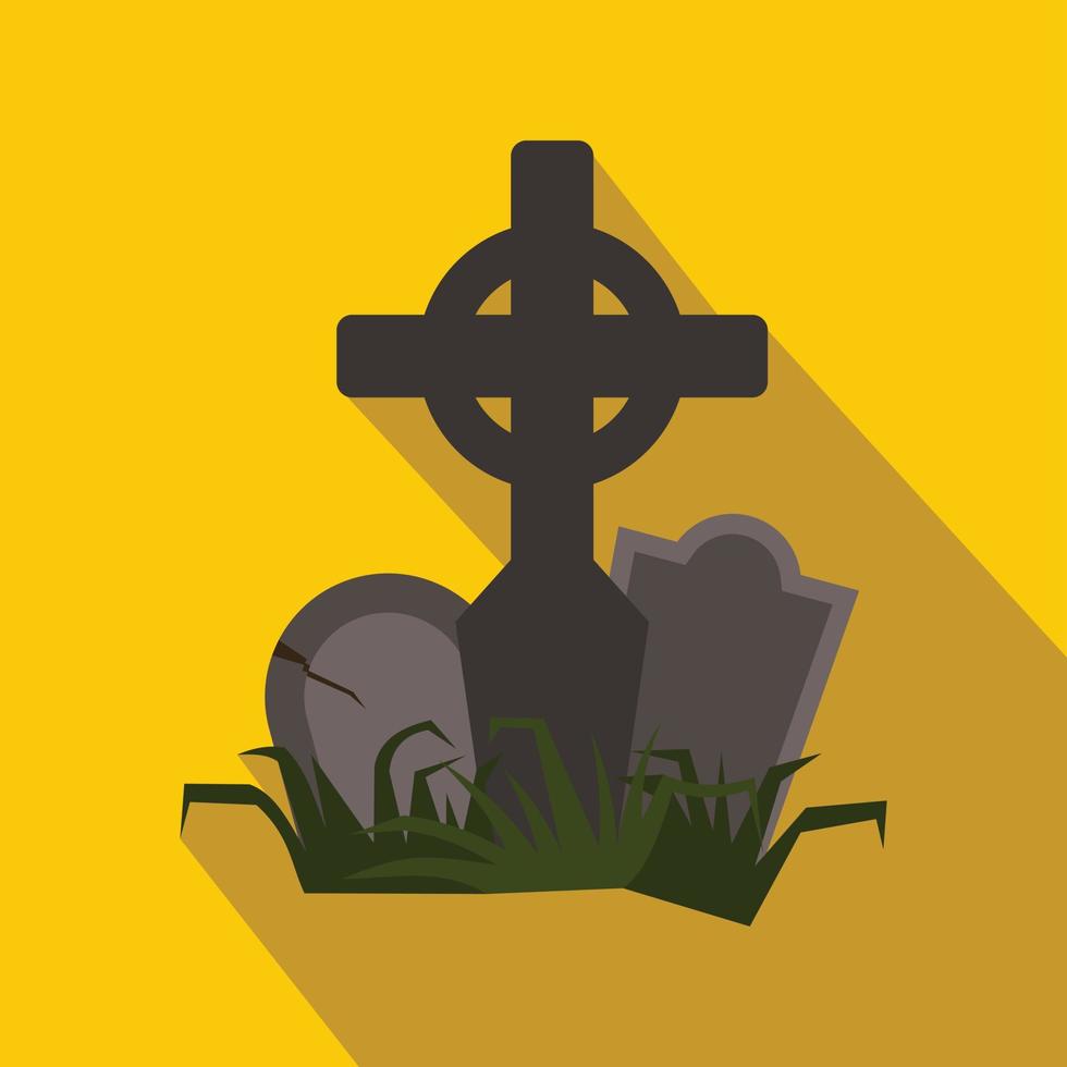 Tomb flat icon with shadow vector