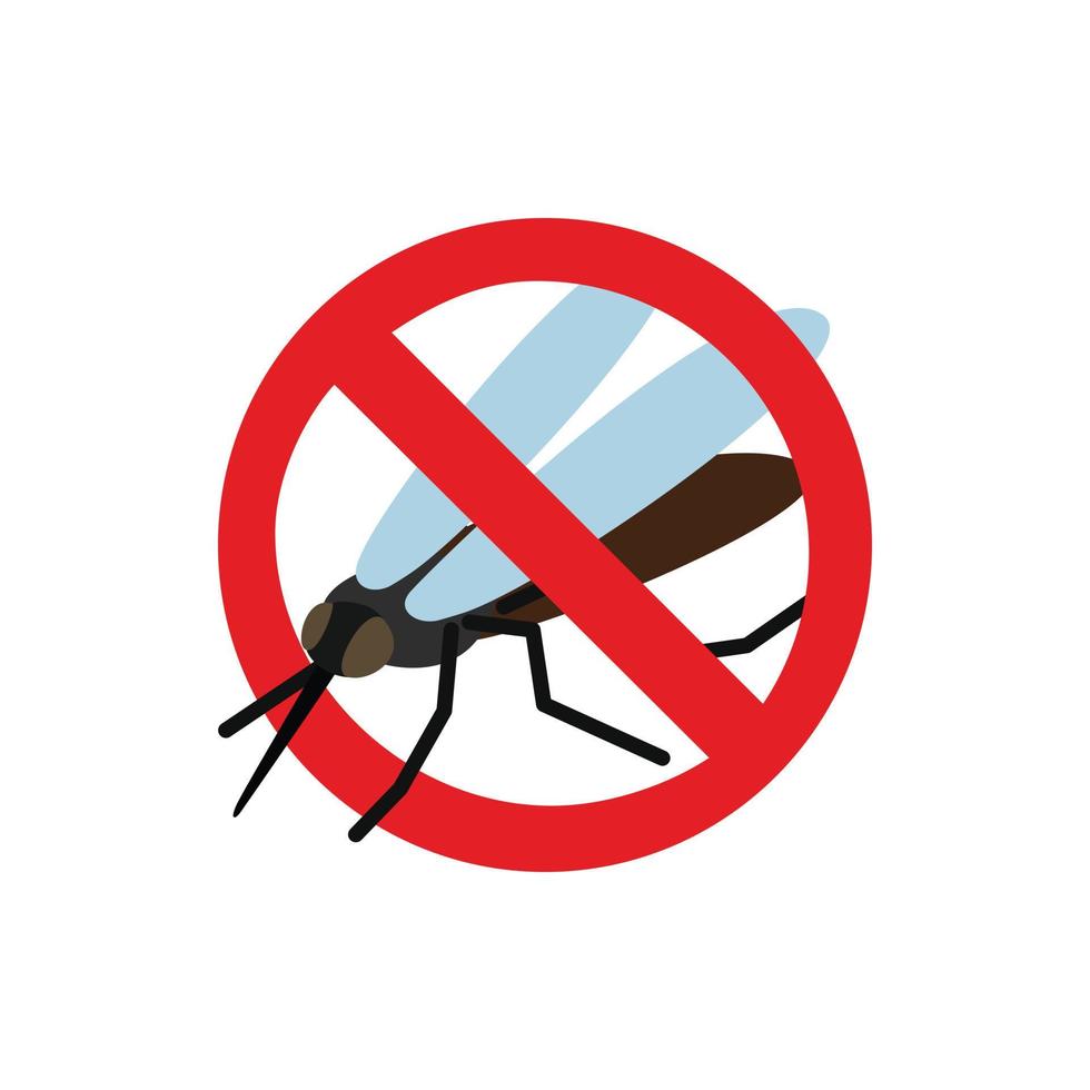 señal de advertencia con icono de mosquito vector