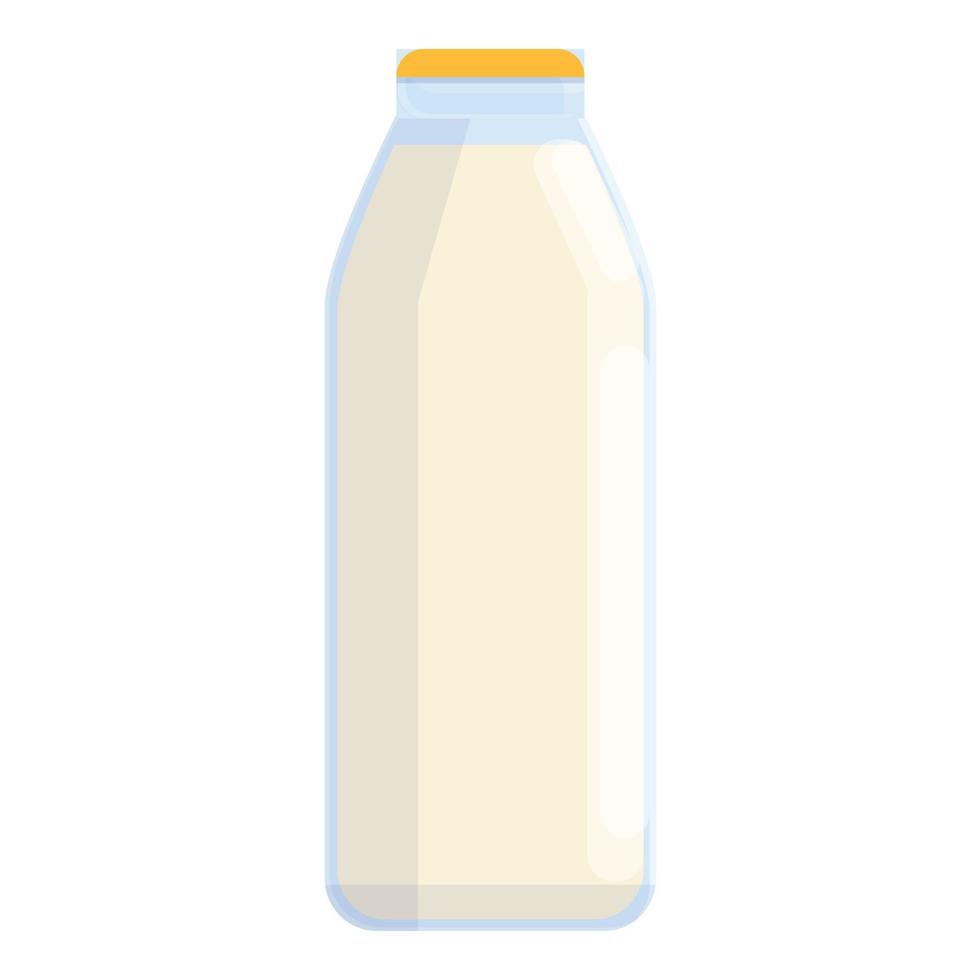 Milk glass bottle icon, cartoon style vector