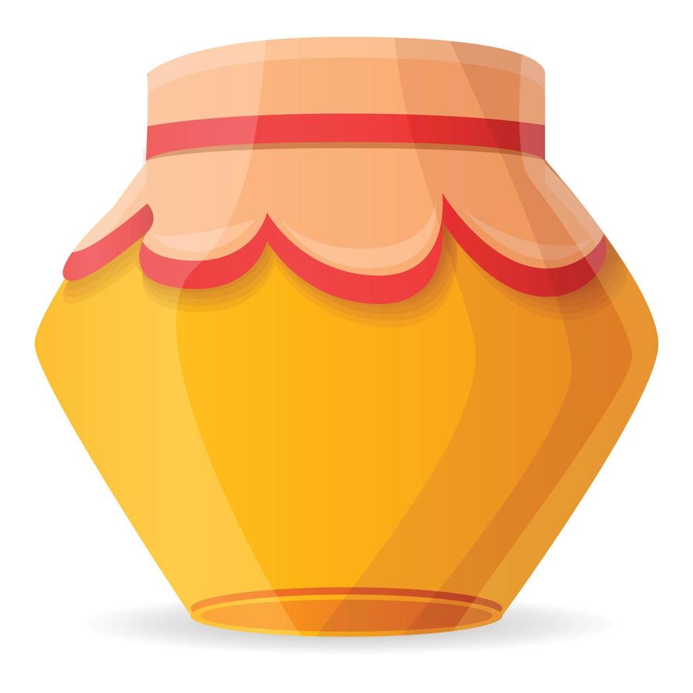 Winter honey jar icon, cartoon style vector