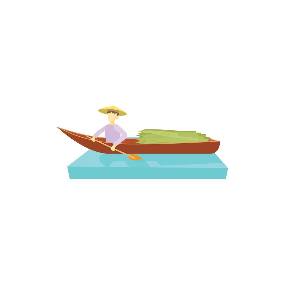 Man in a boat icon, cartoon style vector