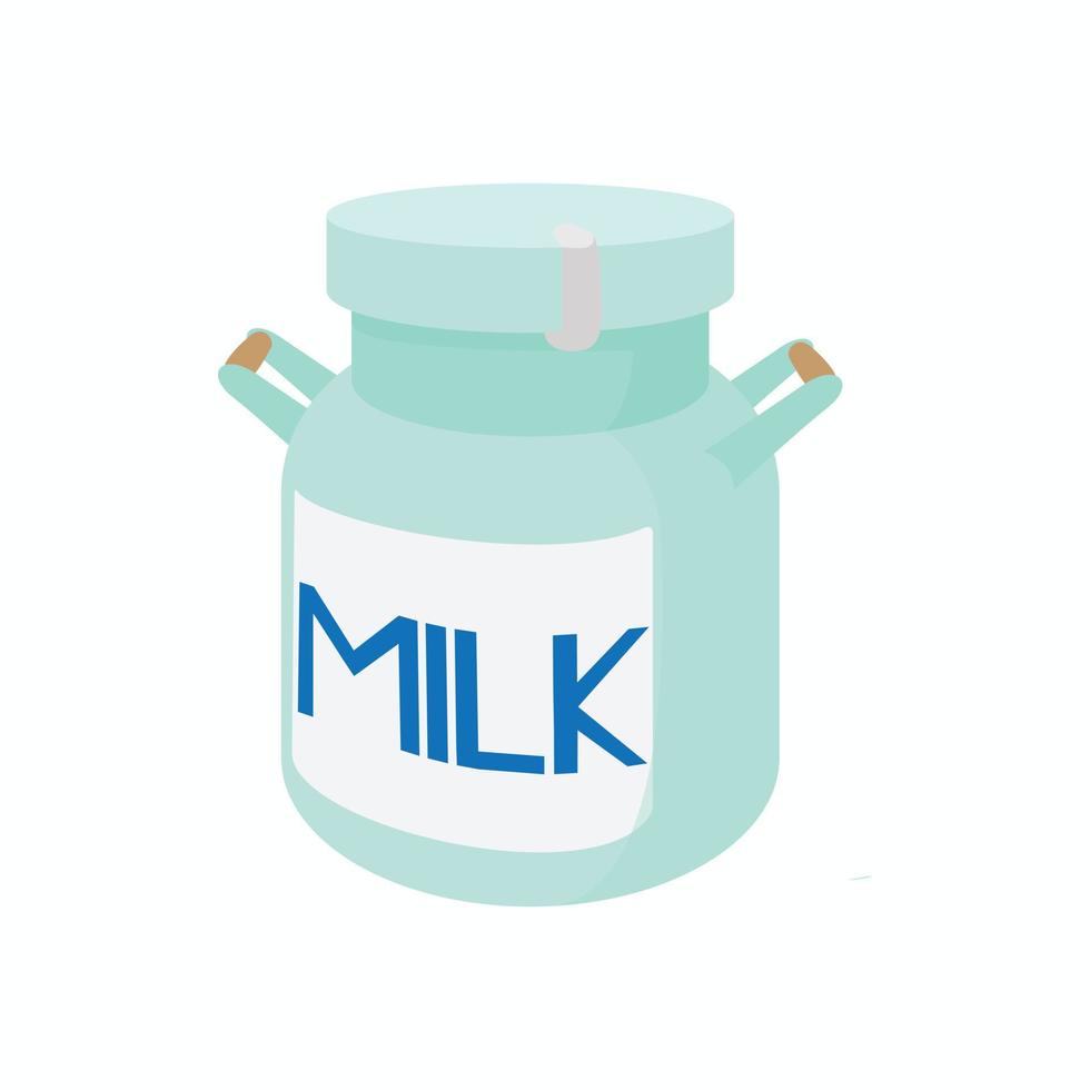 Milk can icon, cartoon style vector