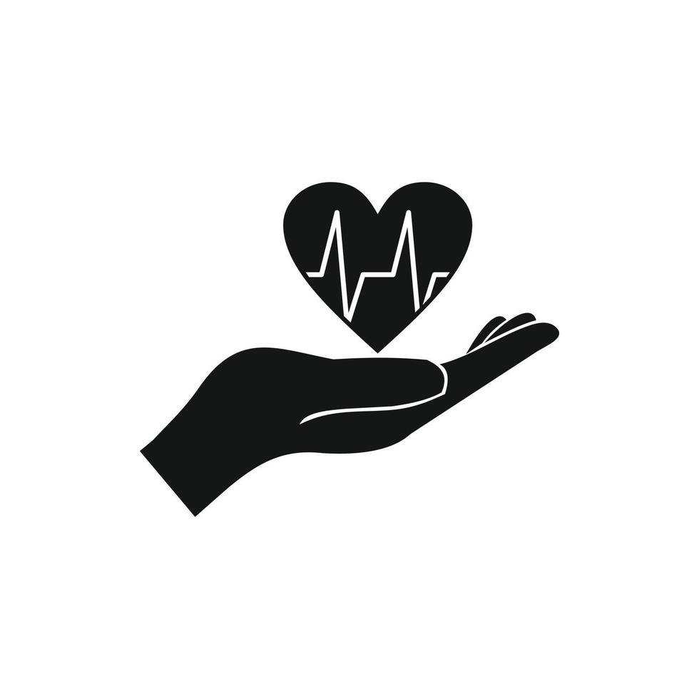 Hand holding heart with ecg line icon vector