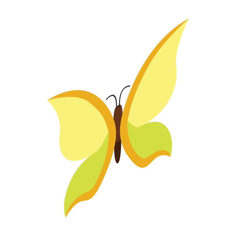 Yellow butterfly icon, isometric 3d style vector