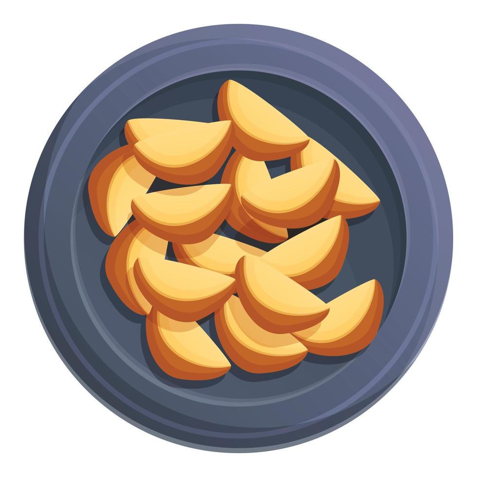 Homemade potato slices icon, cartoon style vector