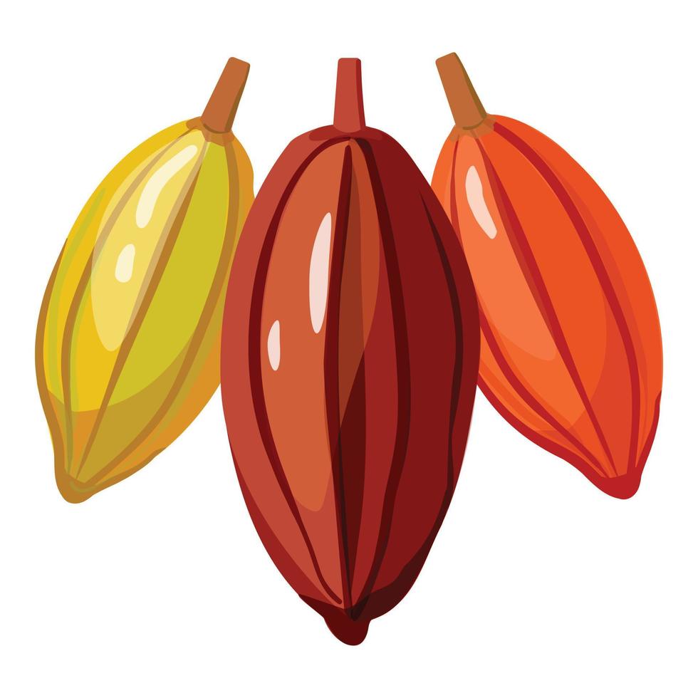 vector de dibujos animados de icono de vaina de árbol de cacao. hoja de la granja