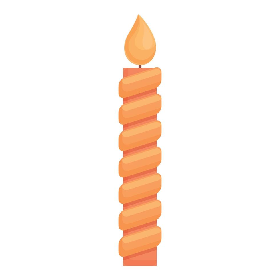 Birthday burning candle icon cartoon vector. Cupcake flame vector