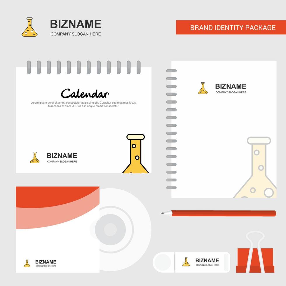 Beaker Logo Calendar Template CD Cover Diary and USB Brand Stationary Package Design Vector Template
