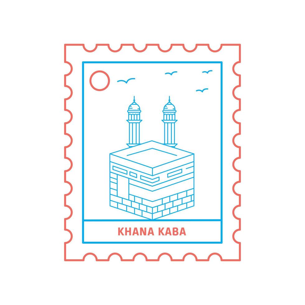 KHANA KABA postage stamp Blue and red Line Style vector illustration