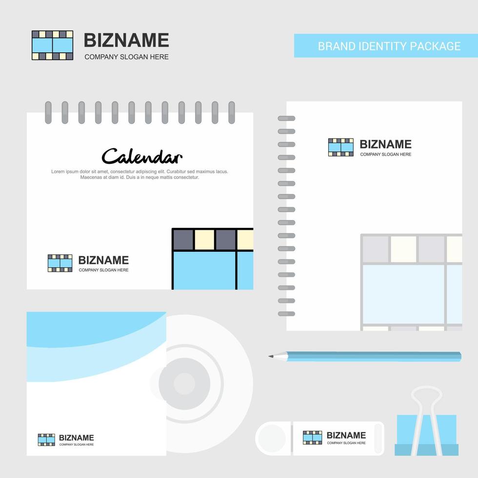 Film Logo Calendar Template CD Cover Diary and USB Brand Stationary Package Design Vector Template