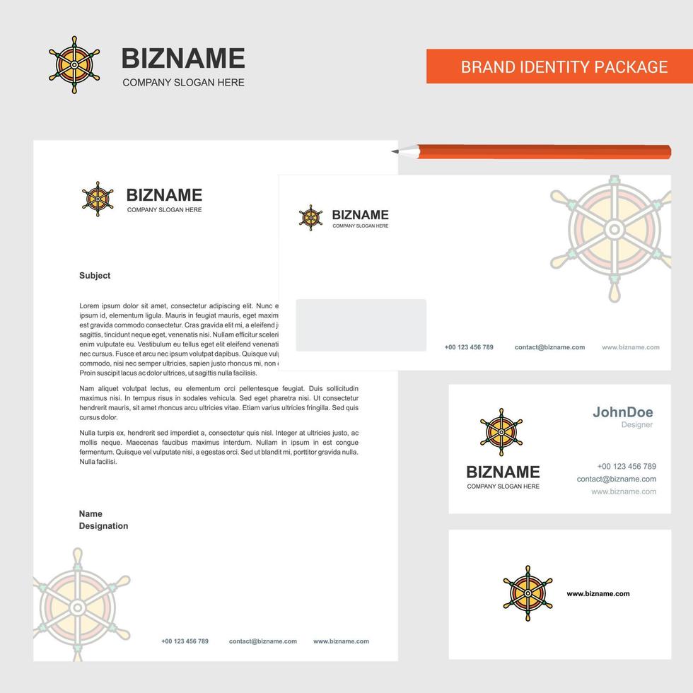 Steering Business Letterhead Envelope and visiting Card Design vector template