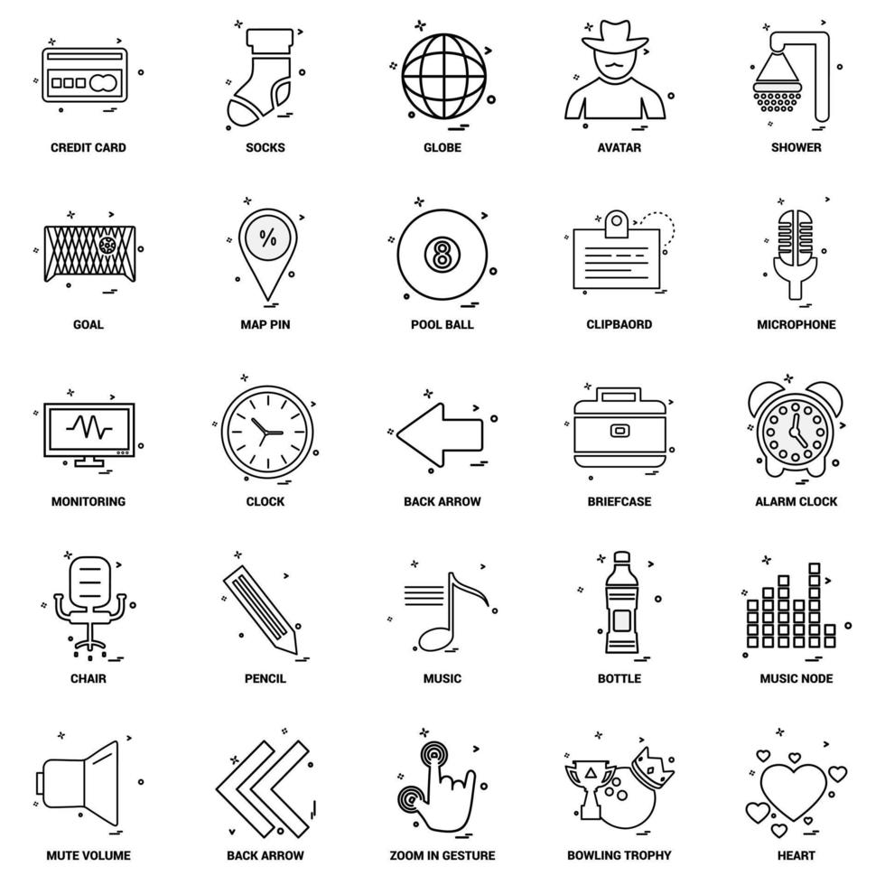 25 Business Concept Mix Line Icon set vector