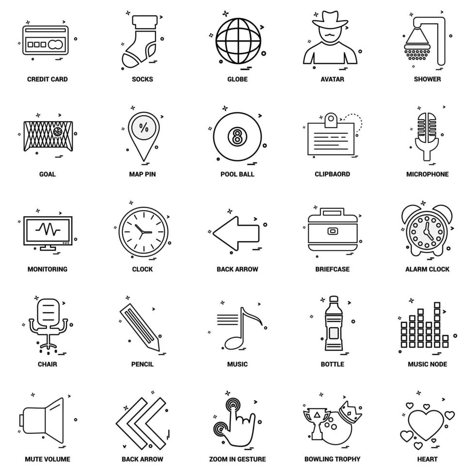 25 conjunto de iconos de línea de mezcla de concepto de negocio vector