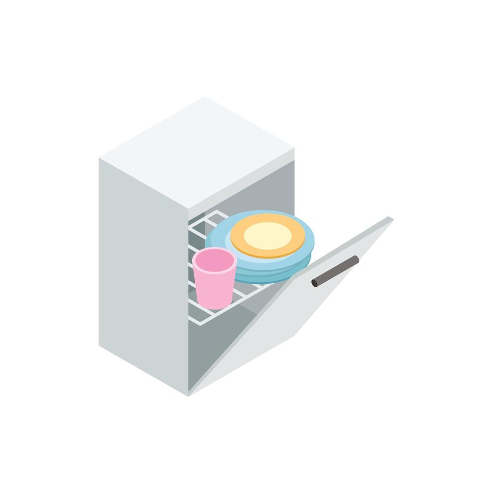 Dishwasher icon, isometric 3d style vector