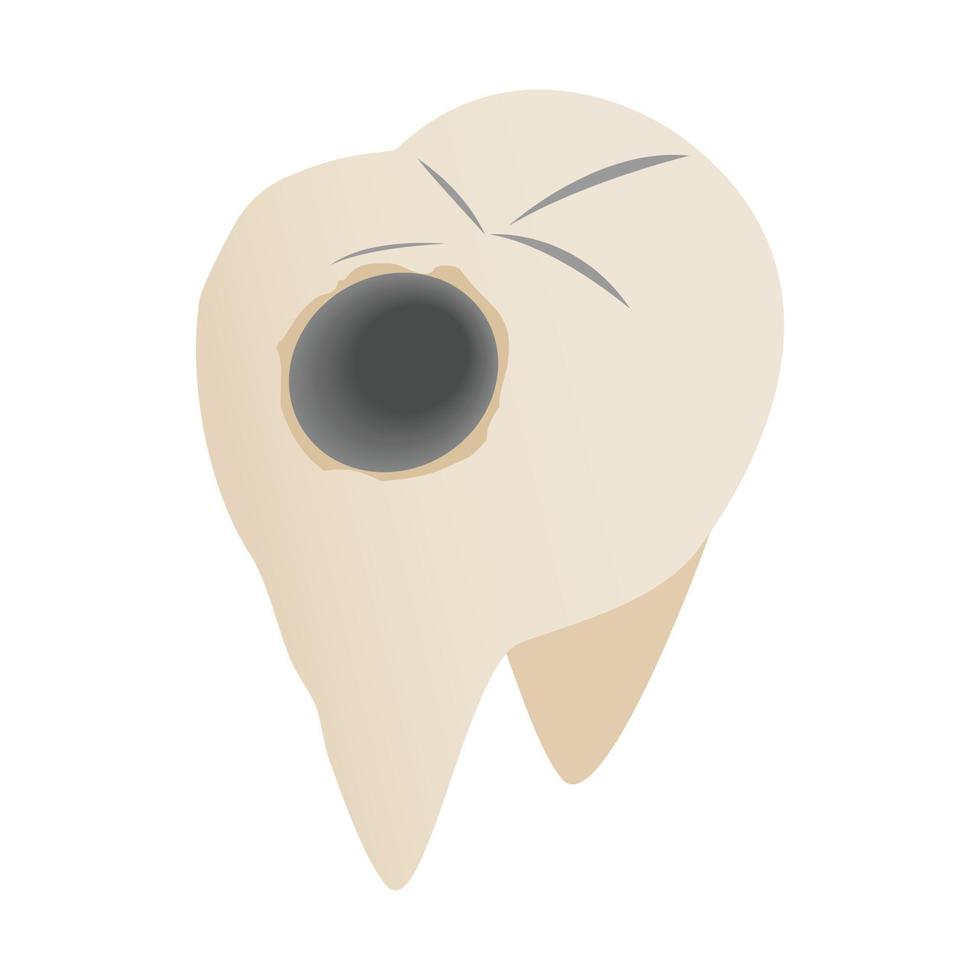 Teeth with caries icon, isometric 3d style vector