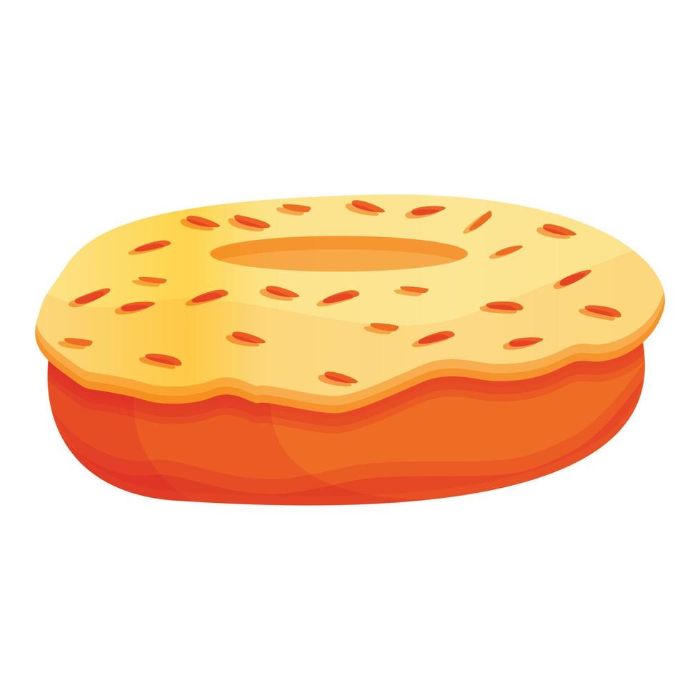 Vanilla donut icon, cartoon style vector