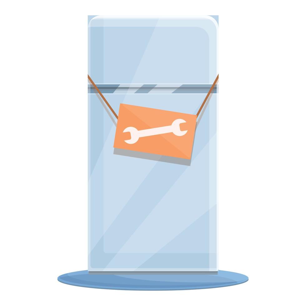 Broken refrigerator repair icon, cartoon style vector