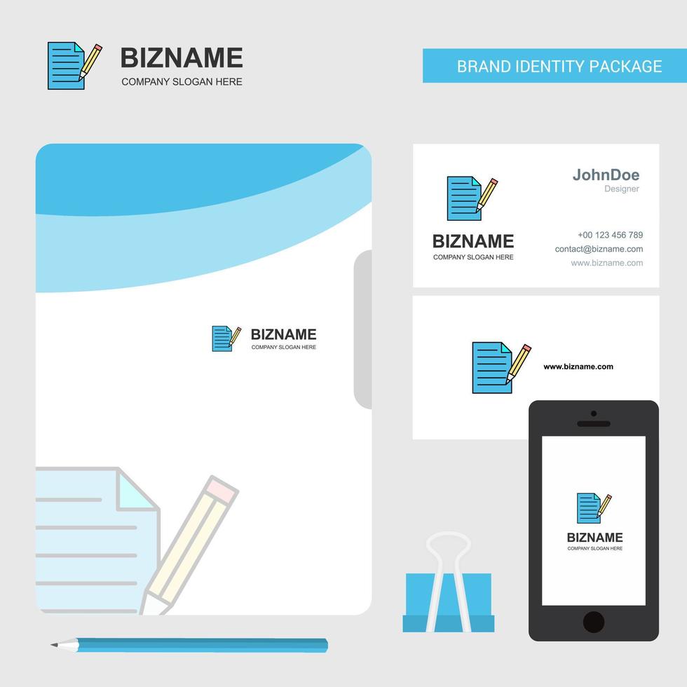 Write document Business Logo File Cover Visiting Card and Mobile App Design Vector Illustration