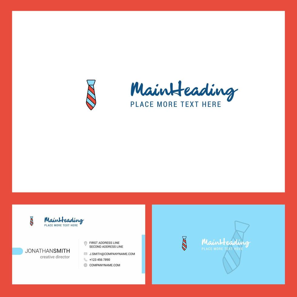 Tie Logo design with Tagline Front and Back Busienss Card Template Vector Creative Design