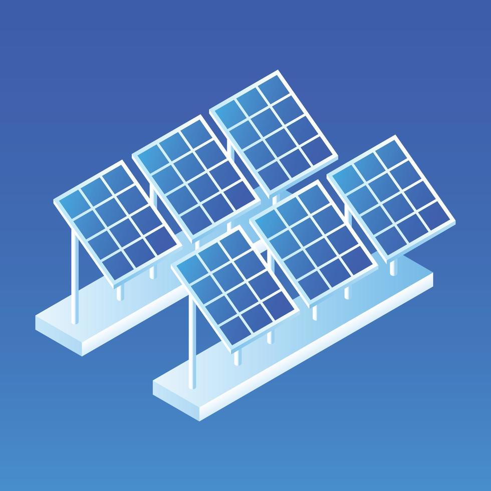 Plant of solar panel icon, isometric style vector