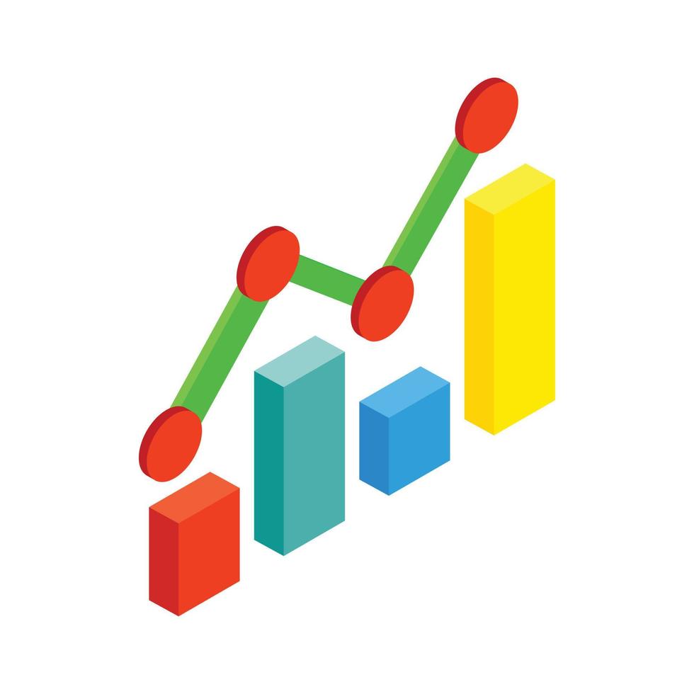 Business graph and chart icon, isometric 3d style vector