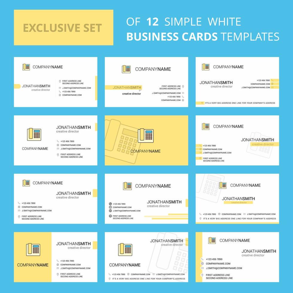 Set of 12 Telephone Creative Busienss Card Template Editable Creative logo and Visiting card background vector