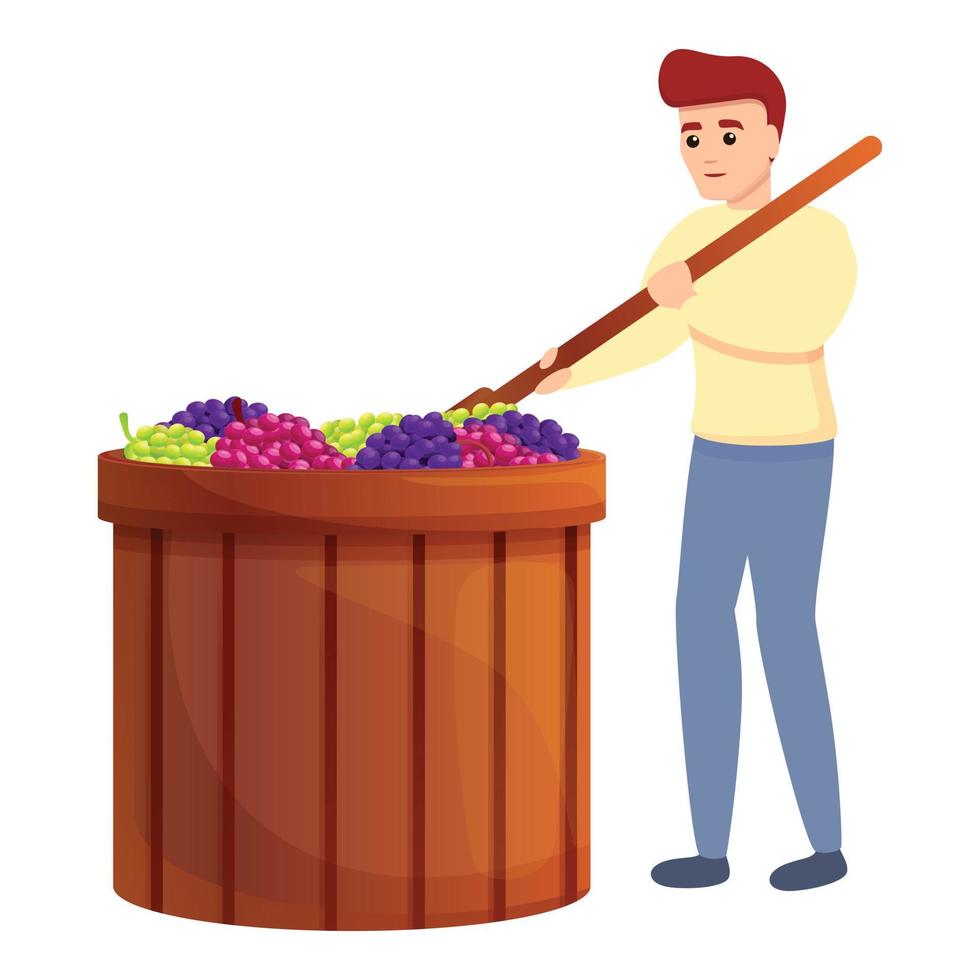 Man mixed grapes icon, cartoon style vector