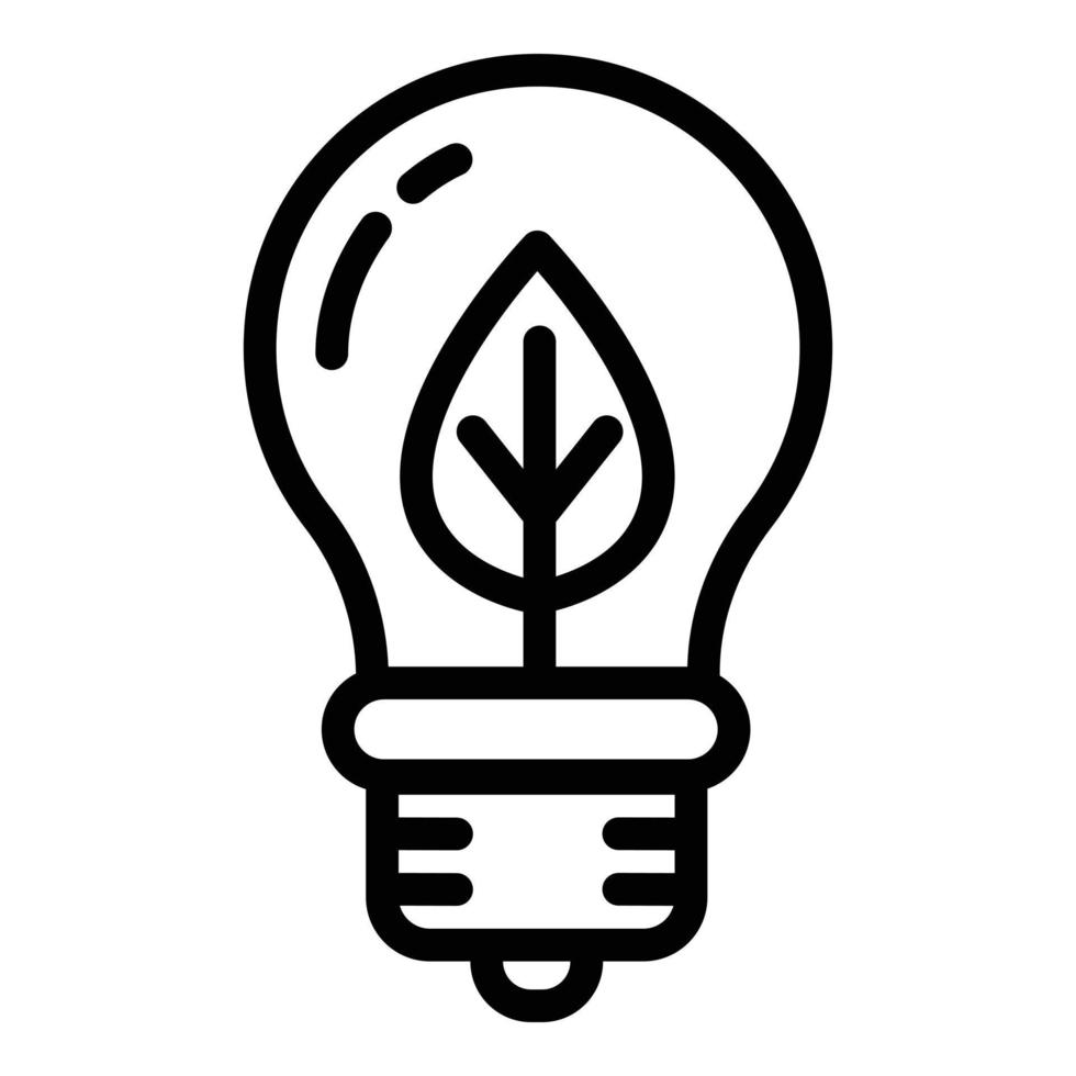 Eco leaf bulb icon, outline style vector