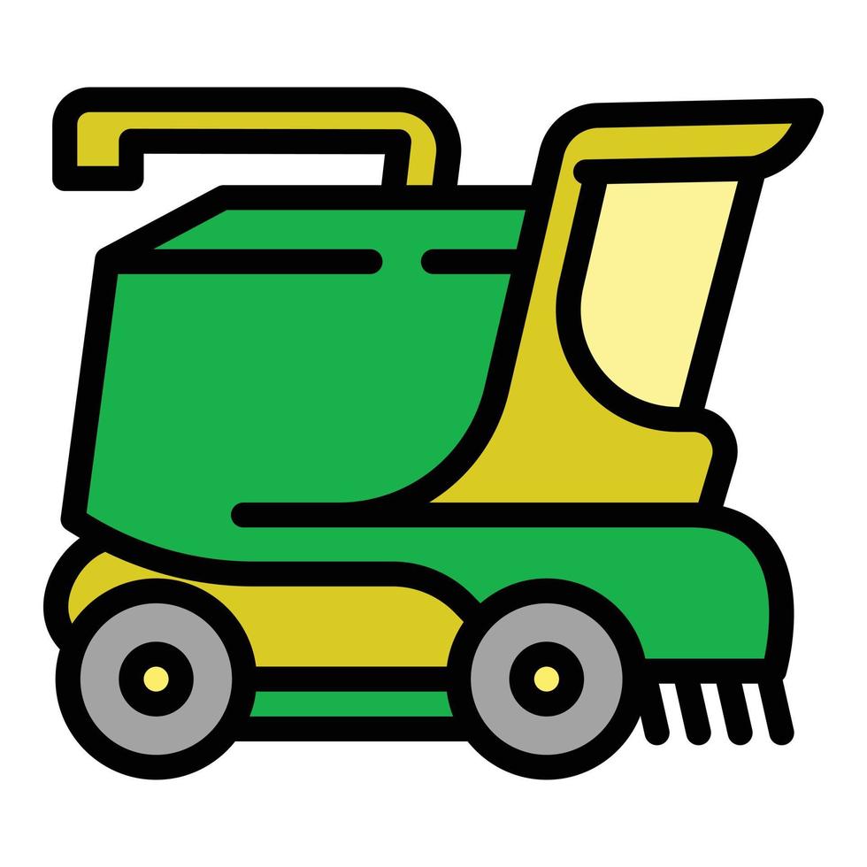 Harvester machine icon, outline style vector