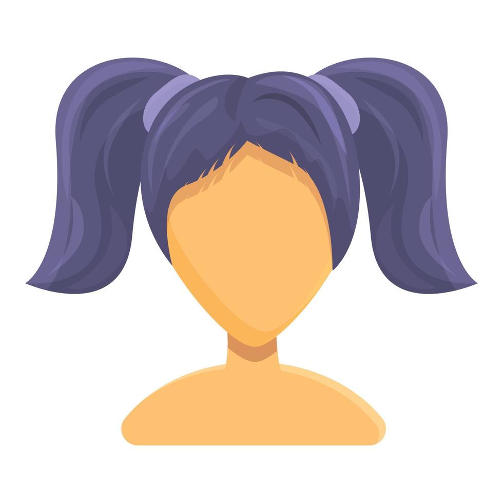 Two ponytails hairstyle icon, cartoon style vector