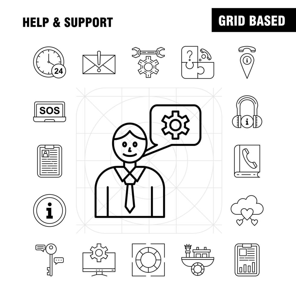 Help And Support Line Icon for Web Print and Mobile UXUI Kit Such as Setting Gear Seo Mobile Information Setting Seo Board Pictogram Pack Vector